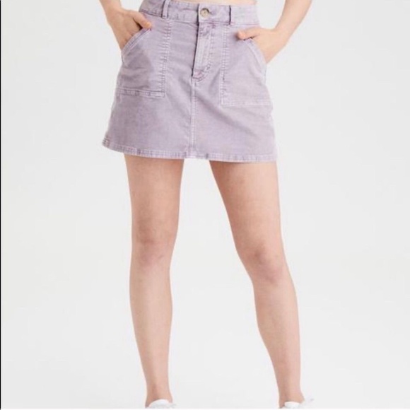 NWT American Eagle Stretch Corduroy Skirt In Color Lavender Size 6 - Picture 1 of 11
